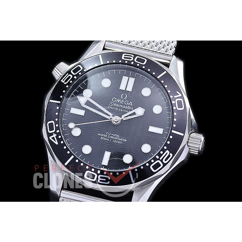 OM300M-60-102 Seamster Diver 300M Professional James Bond 60th Anniversary SS/ME Black A-2813 