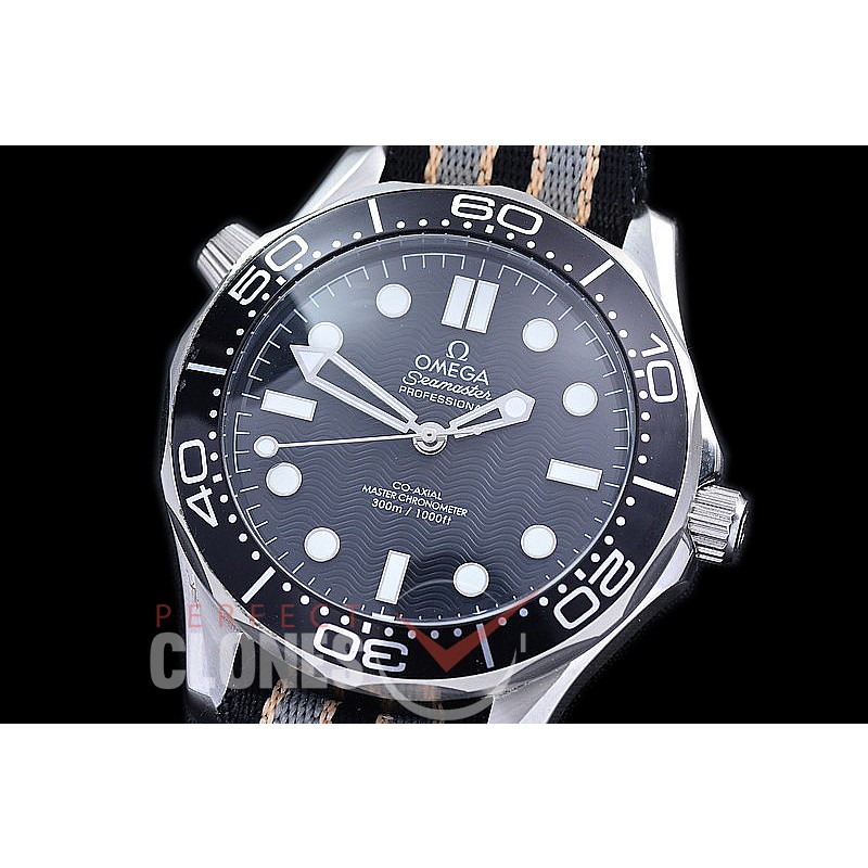OM300M-60-102N Seamster Diver 300M Professional James Bond 60th Anniversary SS/NT Black A-2813 