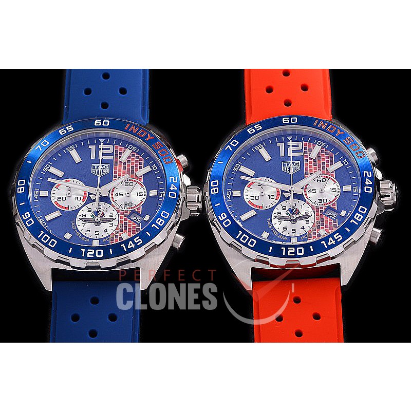0 TGF1-00813R Indy 500 Indianapolis Speedway Special Ed Chronograph SS/RU Blue OS 20 Qtz