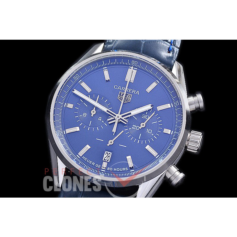  TGCC-42-104L Carrera Classic Chronograph SS/LE Blue OS 20 Qtz 