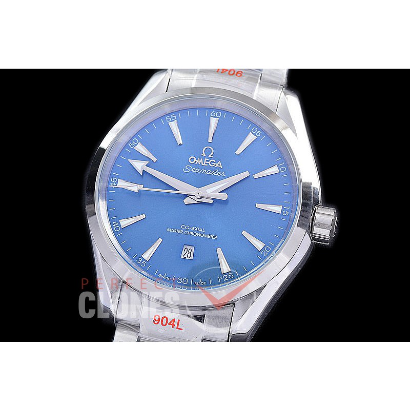OMAT38-903 Ladies 38mm Aqua Terra Date Master Co-Axial Automtaic SS/SS Blue Sticks A-2813/Mod 8900