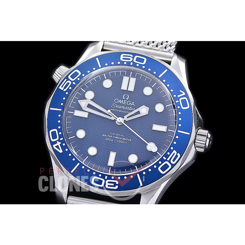 0 0 OM300M-60-001 Seamaster Diver James Bond 60th Anniversary Limited Edition SS/ME Blue Asian 2824 Mod 8806 
