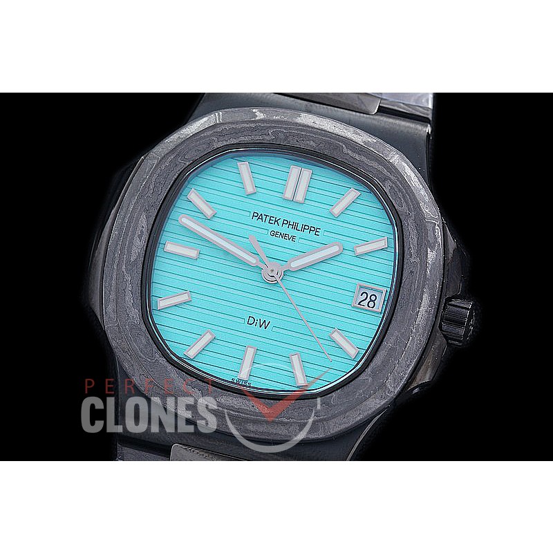 PP-DIW-105 DIW-F Nautilus 5711 DIW Black Grail Special Edition DLC/FC Tiffany Light Blue Miyota 9015 Modified Calibre 324SC