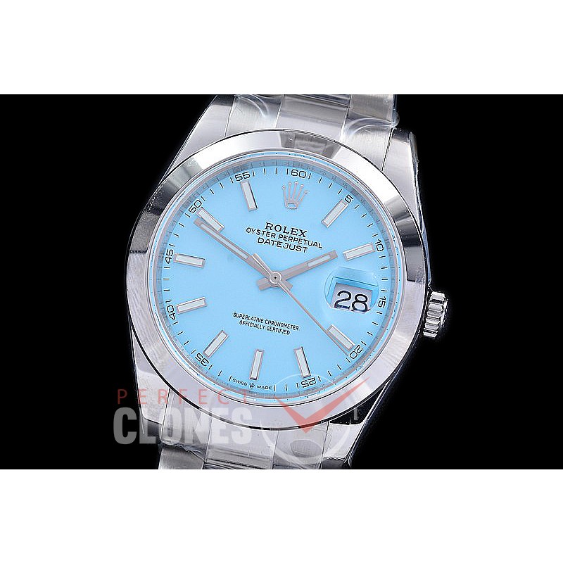 R41DJS-3235-157S BP 126334 Datejust 41mm SS/SS Smooth/Oyster Tiffany Blue Sticks VR 3235 
