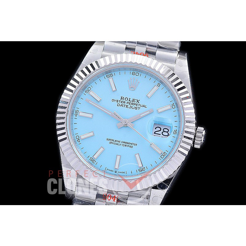 0 0 0 0 0 R41DJS-3235-207 GMF 904L Steel Datejust 41mm 126334 SS/SS Fluted/Jubilee Ice Blue Sticks VR 3235 