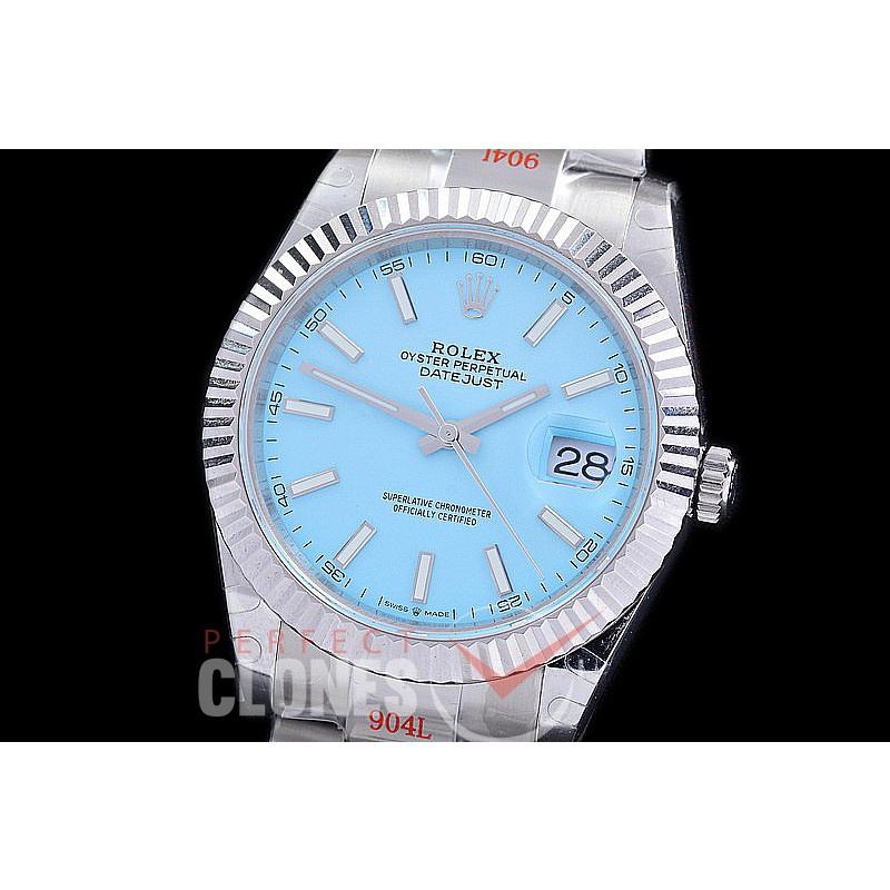 0 0 0 0 0 R41DJS-3235-257 GMF 904L Steel Datejust 41mm 126334 SS/SS Fluted/Oyster Ice Blue Sticks VR 3235 