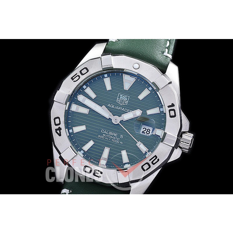 TGAQ-C5-206L Aquaracer Calibre 5 Automatic SS/LE Green Sticks Asian 2813