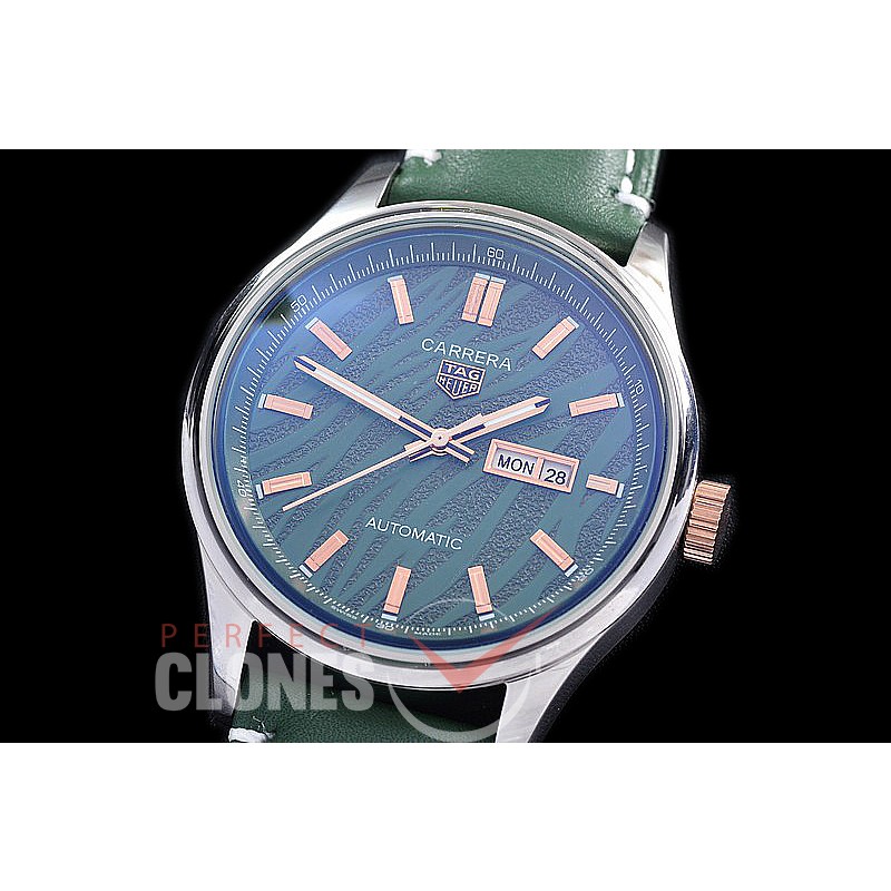 TGCA-YT-104L Carrera Year of the Tiger Automatic Day Date SS/LE Green Sticks Asian 2813