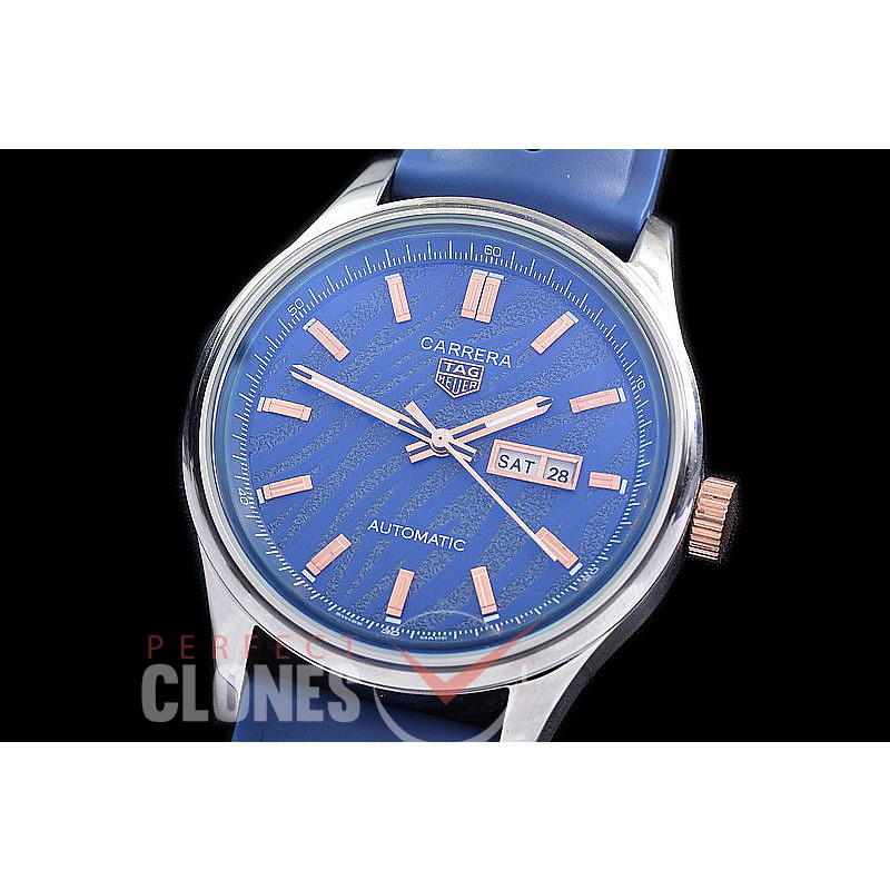 TGCA-YT-103R Carrera Year of the Tiger Automatic Day Date SS/RU Blue Sticks Asian 2813