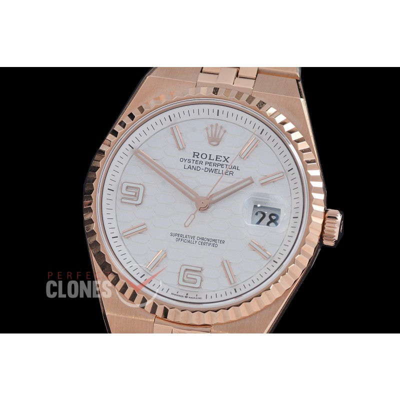 RLLD-40-111 NNF Land-Dweller 40mm 127335 904 Steel RG/RG Fluted Bez White Num/Sticks M-9015 Mod to Calibre 7135 Bridges 