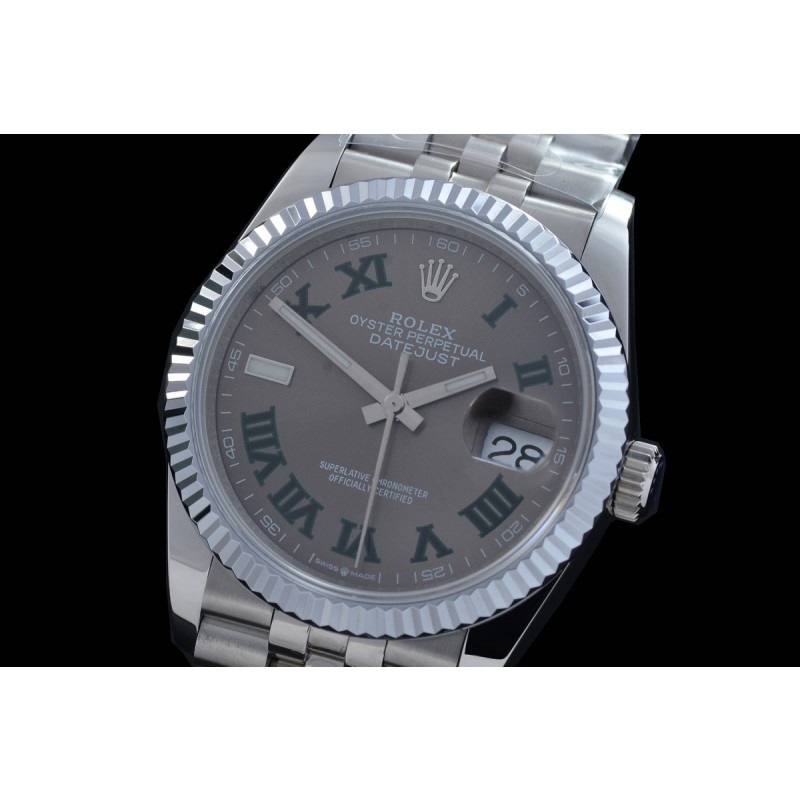 0 0 0 0 0 R36DJS-DD3235-127 QF Datejust 36 Men 126234 904 Steel SS/SS Fluted/Jubilee Dark Rhodium Roman DD 3235 - 72 Hours Power Reserve 