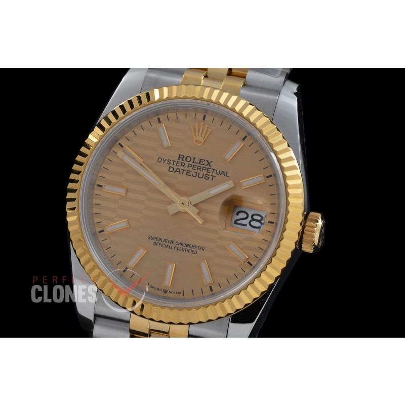 0 0 0 0 0 R36DJT-DD3235-106 QF Datejust 36 Men 126233 904 Steel SS/YG Fluted/Jubilee Gold Mortif Sticks DD 3235 - 72 Hours Power Reserve 