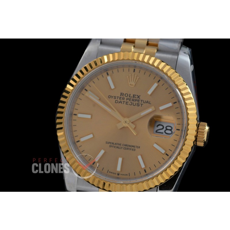 0 0 0 0 0 R36DJT-DD3235-105 QF Datejust 36 Men 126233 904 Steel SS/YG Fluted/Jubilee Gold Sticks DD 3235 - 72 Hours Power Reserve 