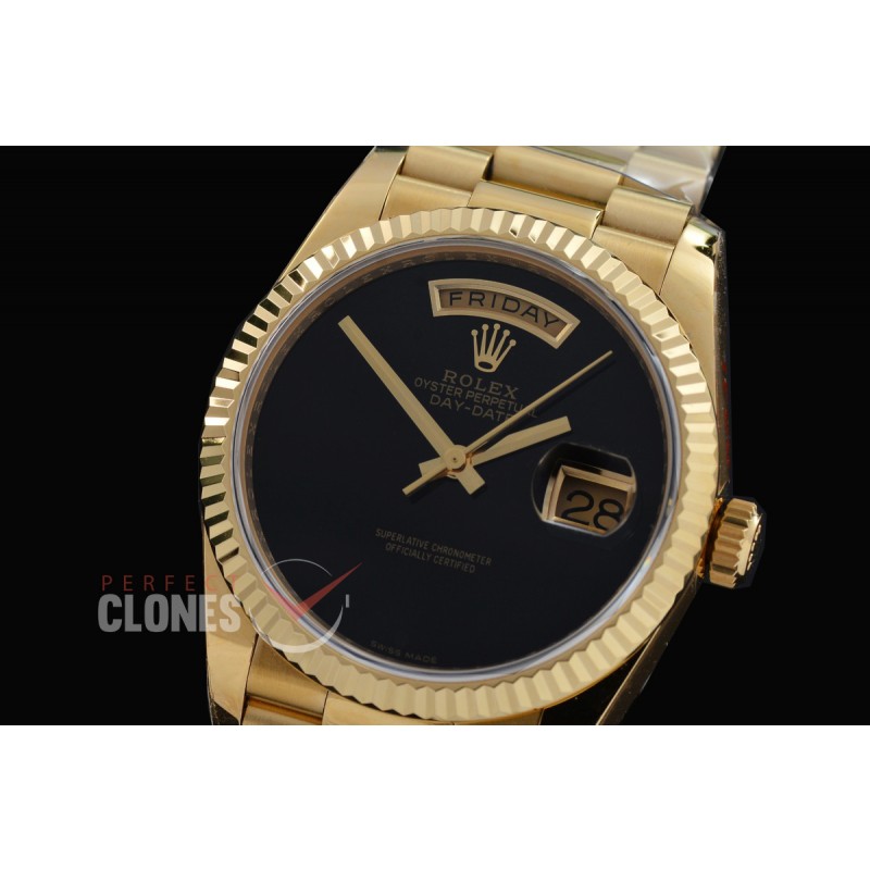 R36DDF-022 GMF 18238 DayDate YG/YG Fluted/President Black Onyx DD-3255 72 Hours Reserve 