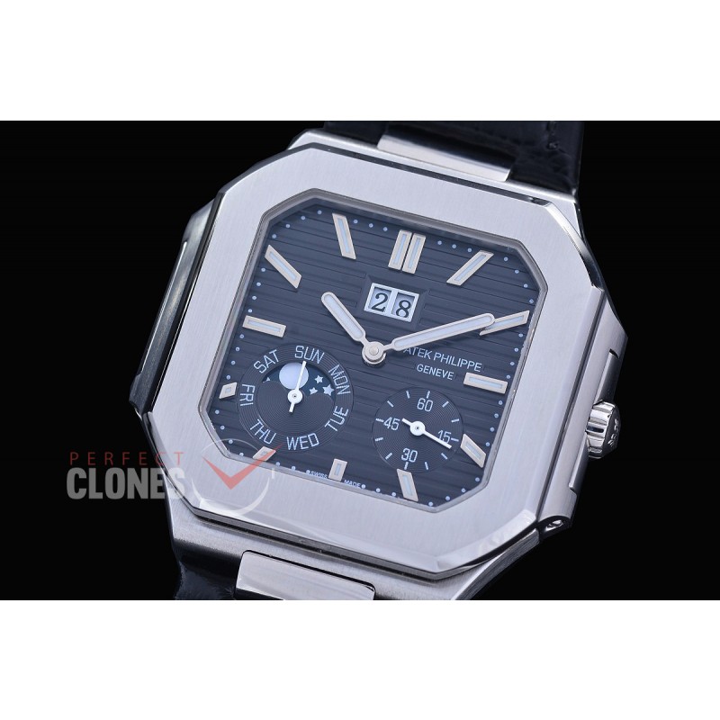 PP-5822-102 3KF Cubitus 5822 Grand Date/Day/Moon Phase SS/LE Black Asian Clone Calibre 240 PS CI J LU 