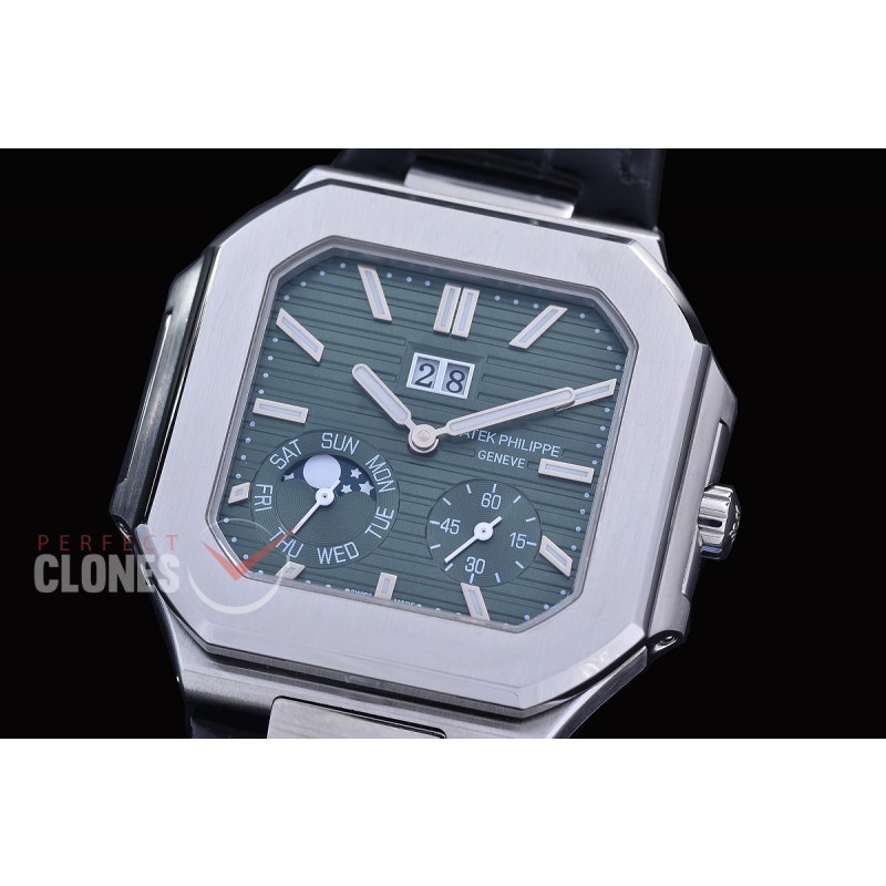 PP-5822-105 3KF Cubitus 5822 Grand Date/Day/Moon Phase SS/LE Green Asian Clone Calibre 240 PS CI J LU 