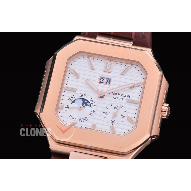 PP-5822-121 3KF Cubitus 5822 Grand Date/Day/Moon Phase RG/LE White Asian Clone Calibre 240 PS CI J LU 