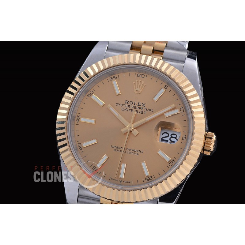 R41DJT-3235-405 QF 126331 SS/YG Fluted/Jubilee Gold Sticks DD 3235 904L Steel / Extra Weighted Casework - 72 Hours Reserve