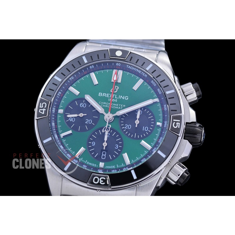 BLSCB01-44-105 TF Super Chronomat 44 Chrono SS/SS Green Sticks A-7750 28800