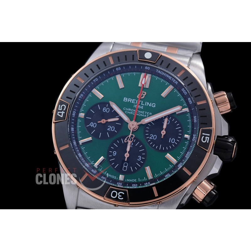 BLSCB01-44-115 TF Super Chronomat 44 Chrono SS/SS Green Sticks A-7750 28800