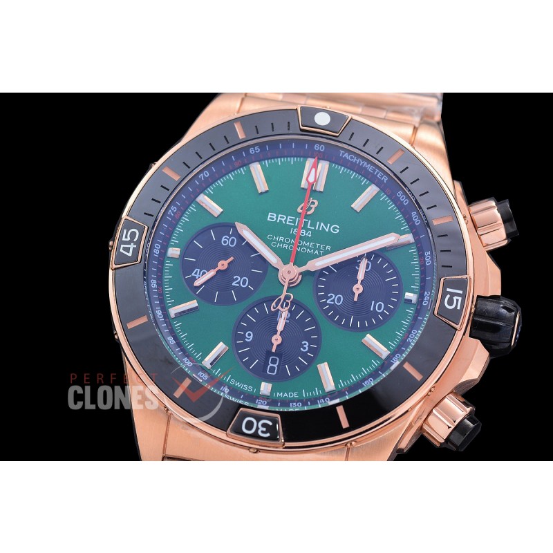BLSCB01-44-125 TF Super Chronomat 44 Chrono RG/RG Green Sticks A-7750 28800