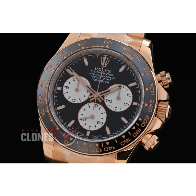 RLDFR-126525-011W QF 904L Steel Le Mans Daytona 126525LN RG/CER/RG Black Sticks 4132 Superclone - 72 Hours Power Reserve Movement / Extra Weighted - Free Sprung Movement