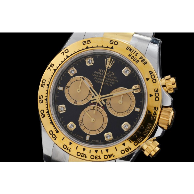 0 0 0 0 0 0 0 RLDT-126503-022 UFO-F 904L Steel Daytona 126503 SS/YG Black Diamonds 4131 1-1 Free Sprung Balance Superclone - 72 Hours Power Reserve Movement 