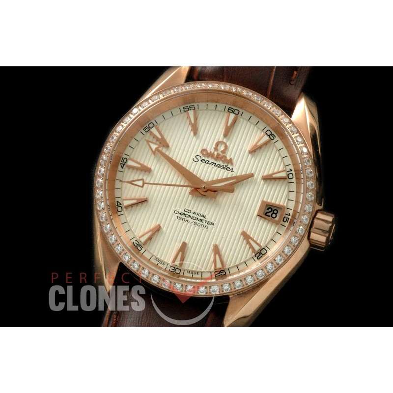 OMAT385-131D Aqua Terra Ladies RG/LE White Stk A-2824