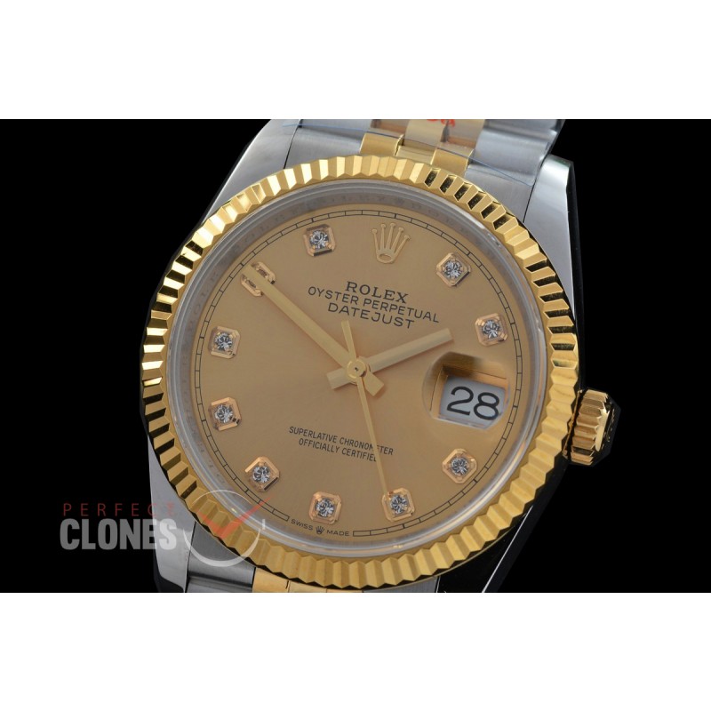 0 0 0 0 0 R36DJT-DD3235-115 QF Datejust 36 Men 126233 904 Steel SS/YG Fluted/Jubilee Gold Diamonds DD 3235 - 72 Hours Power Reserve 