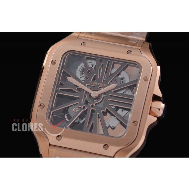 0 0 0 0 0 0 CAR-SAN-019S RF Santos de Cartier Skeleton 39mm Men RG/RG Skeleton Customized 9619MC