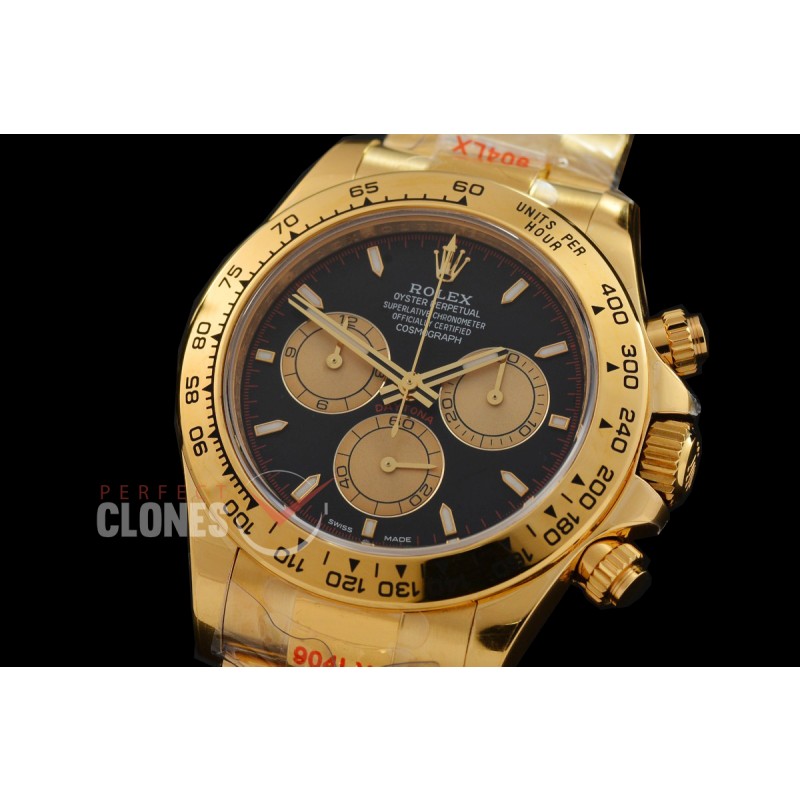 RLDF-126508-002W QF 904L Steel Daytona 126508 YG/YG Black Sticks 4131 Superclone - 72 Hours Power Reserve Movement / Extra Weighted - Free Sprung Movement