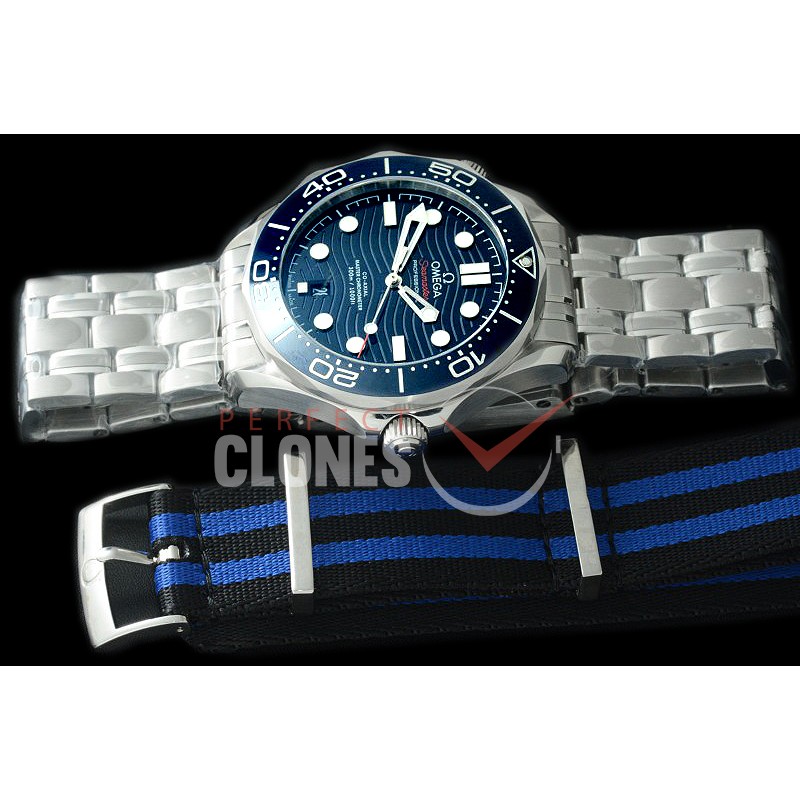 0 OM300M-032S 2018 Basel Seamaster Diver 300M SS/SS Blue Asian 2824 Mod 8800 Free Nato Strap 