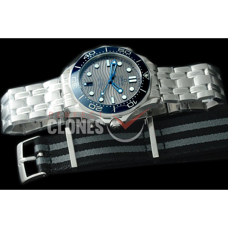 0 OM300M-033S 2018 Basel Seamaster Diver 300M SS/SS Grey Asian 2824 Mod 8800 Free Nato Strap 