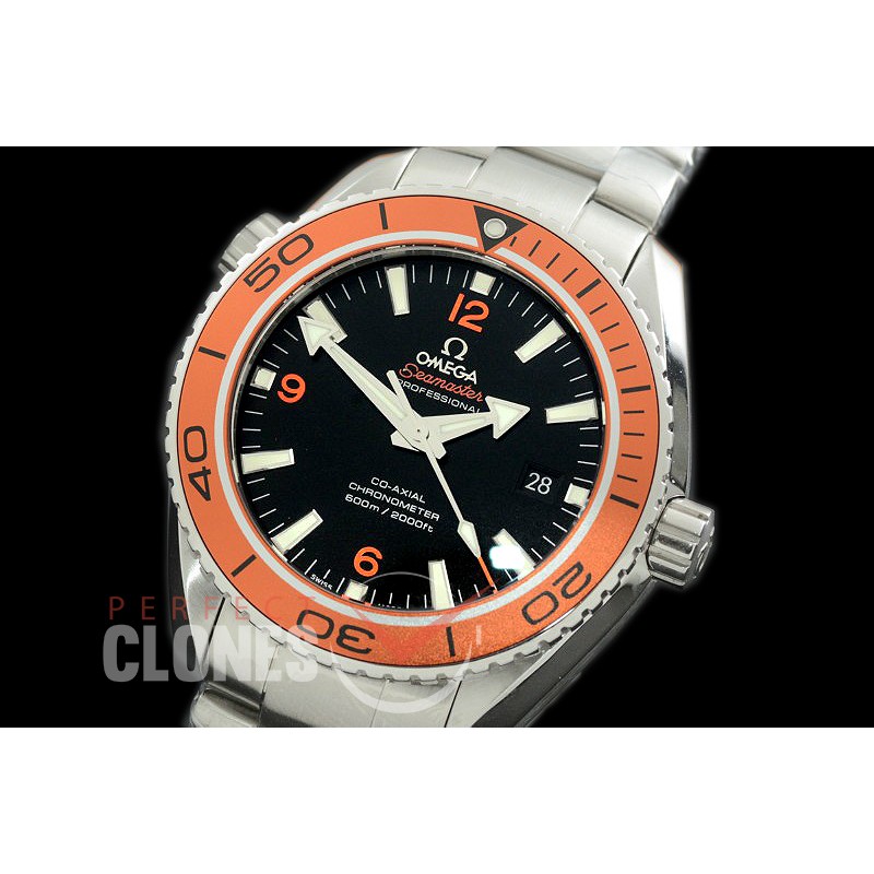 0 OMCPO45-032 XF Seamaster Planet Ocean 45mm Black-Orange SS/SS VS 8500 Superclone Free Rubber Strap !