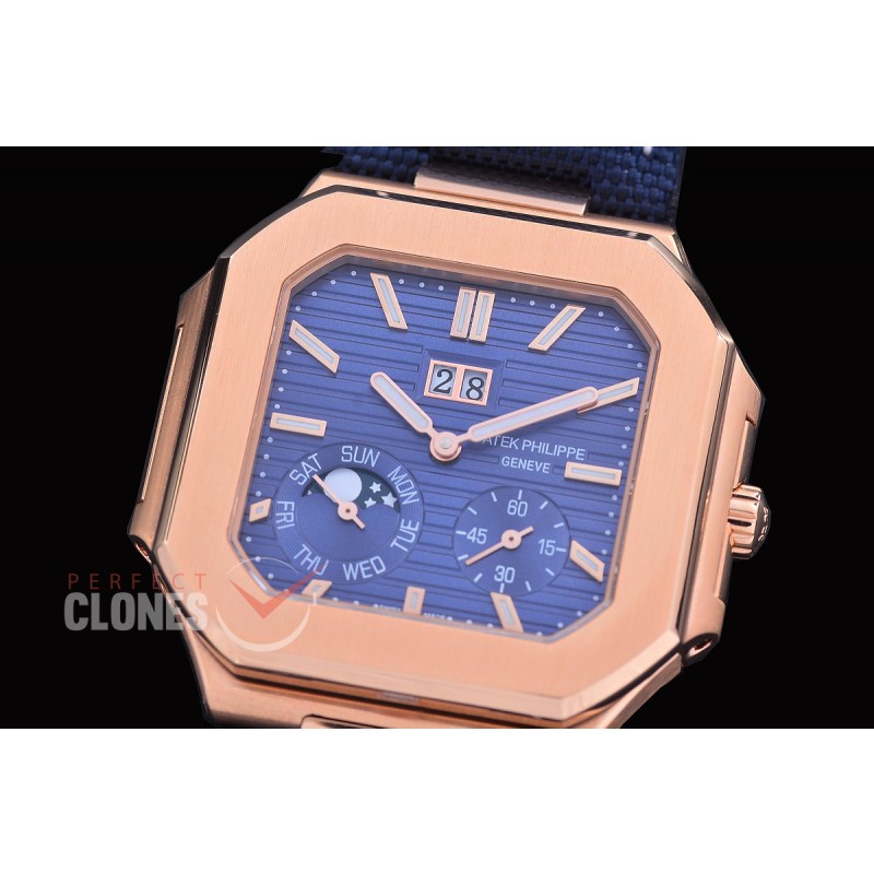 PP-5822-124 3KF Cubitus 5822 Grand Date/Day/Moon Phase RG/LE Blue Asian Clone Calibre 240 PS CI J LU 