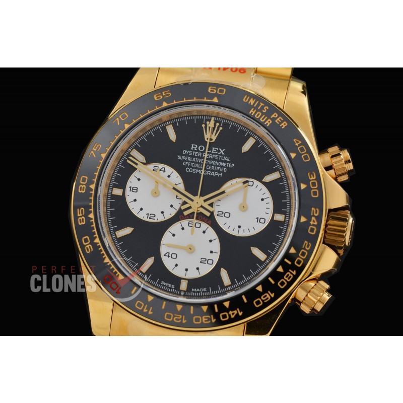 RLDF-126528-011W QF 904L Steel Le Mans Daytona 126528LN YG/CER/YG Black Sticks 4132 Superclone - 72 Hours Power Reserve Movement / Extra Weighted - Free Sprung Movement