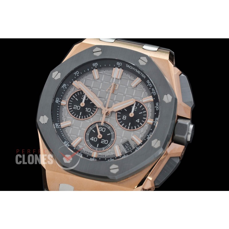 0 0 0 0 0 0 AP26420-023 DDF Royal Oak Offshore Chronograph RG/CER/RU Grey Asian Clone Calibre 4401 