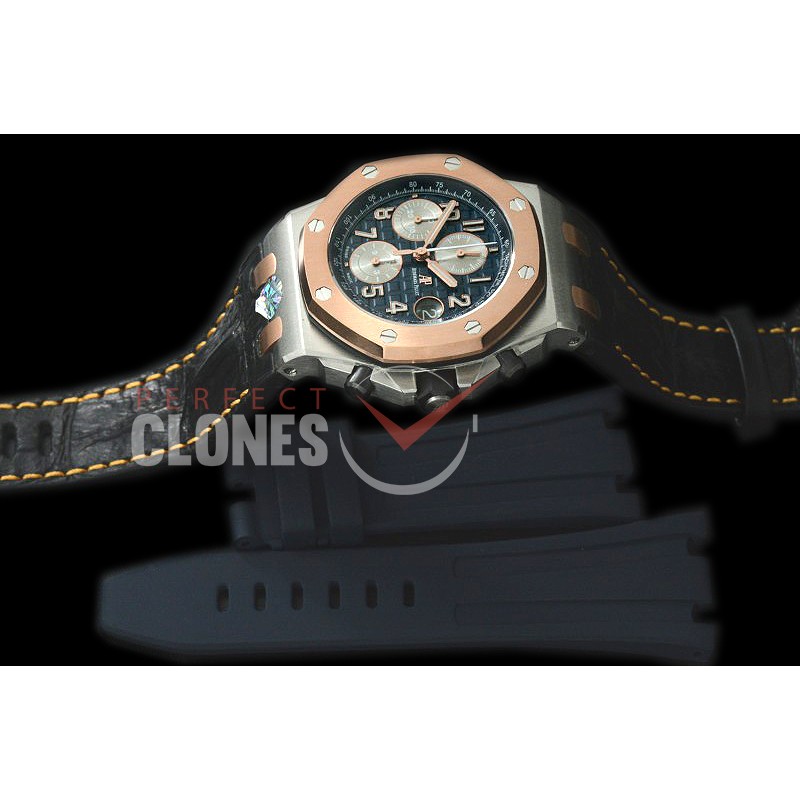 AAP00111 2019 Royal Oak Chrono 26471 SS/RG/LE Blue A-3126 Sec@12 - Free Rubber Strap 