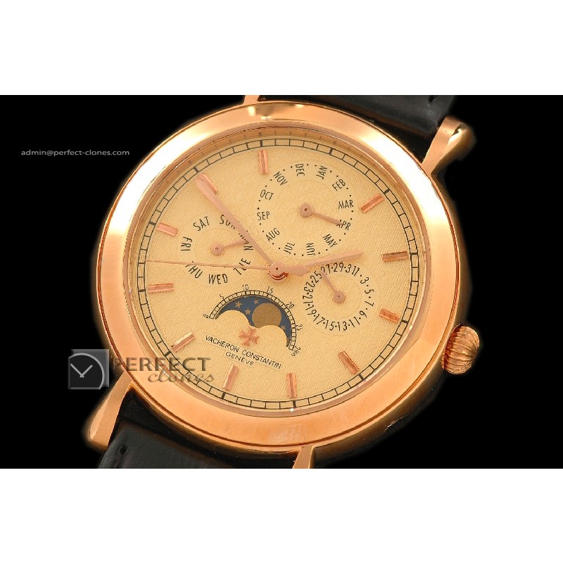 VC10044 Malte Calender RG Salmon Swiss Quartz Lunuar Calender