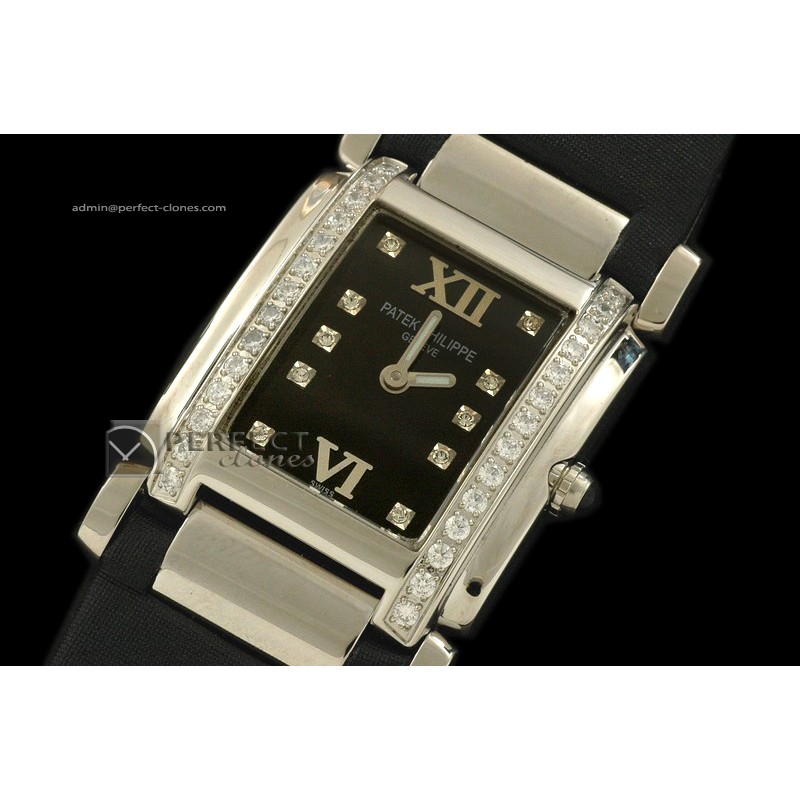 PP01045 Ladies 24 Hours Single Diamonds SS/LE Black Swiss Qtz