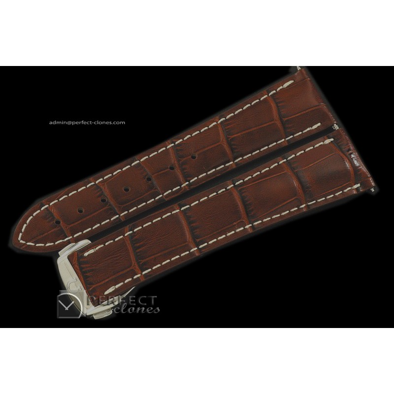 OMLE10006 Brown Calf leather strap For 45.5mm PO C/W Clasp