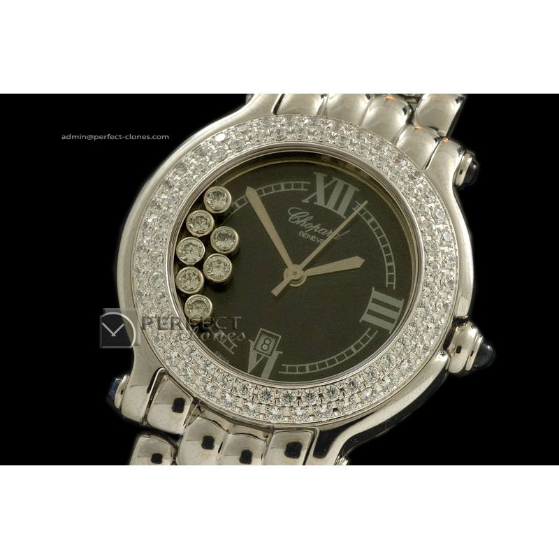 CP10033 Happy Sport Diamonds Ladies SS Black Swiss Quartz