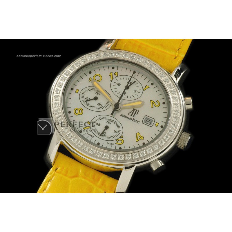 AP10082 Maserati 90th Anni SS White/Yellow Japanese Chronograph