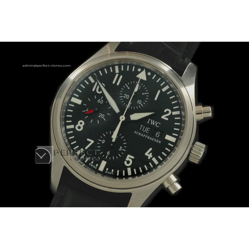 IW02007 Pilot Chrono 3717 SS/LE Black Asia 775Chronos 28800bph