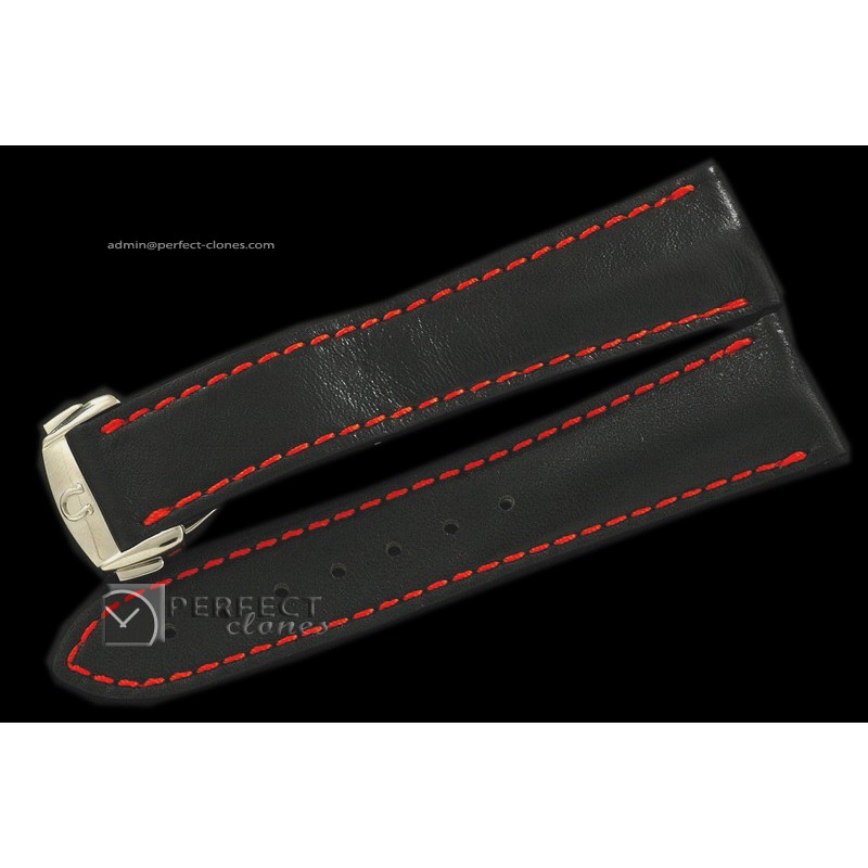 OMLE10008 Black Calf leather strap For 45.5mm PO C/W Clasp