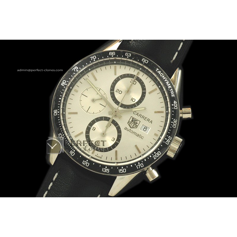 TG10053 Carrera Automatic Chronograph SS/LE White A-77528800bp