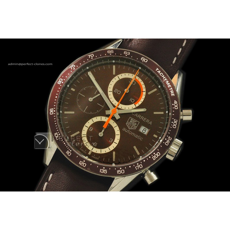 TG10057 Carrera Automatic Chronograph SS/LE Brown A-77528800bp