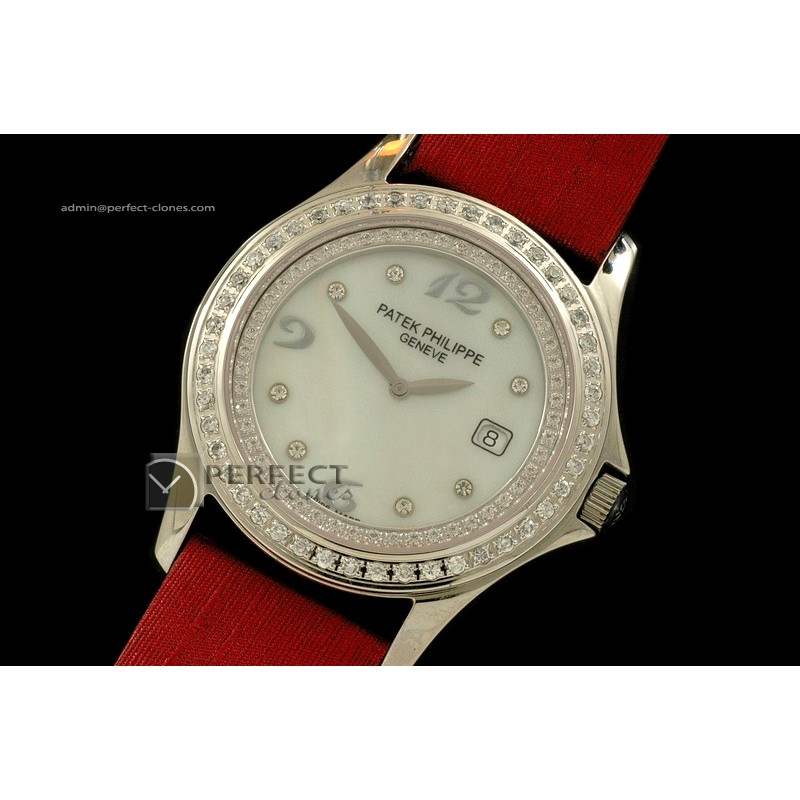 PP0102Ladies Calastrava 4096 SS MOP White Swiss Quartz