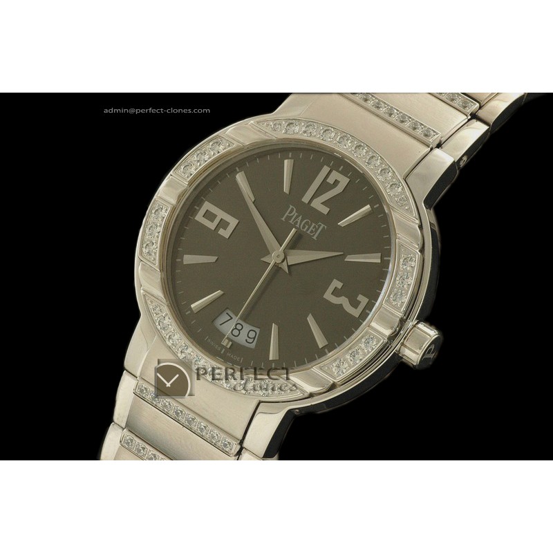 PI10015 Polo Mens SS/Diamonds Grey Swiss Eta 2824-2