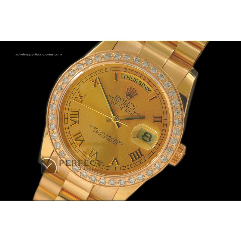 RLDDF01003 FG President Diam Bez Gold Roman Swiss Eta 2836-2